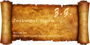 Zeitvogel Gyula névjegykártya
